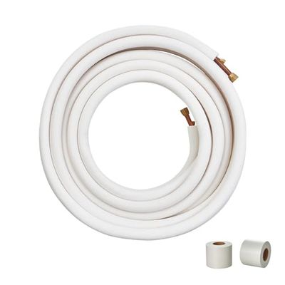 VEVOR 15240mm Mini Split Line Set, 9.5 & 15.9mm O.D Copper Pipes Tubing and Triple-Layer Insulation, for Mini Split Air Conditioning Refrigerant or Heating Pump Equipment & HVAC with Wrapping Strips.