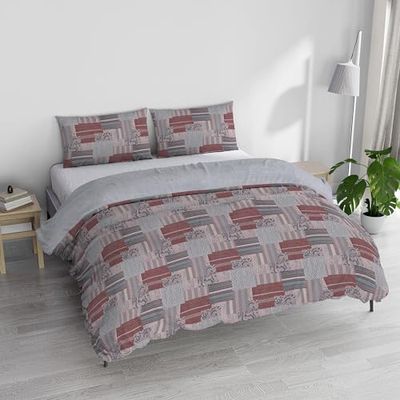 Italian Bed Linen Athena påslakanset med tryckt säck och örngott, LUCY RÖD, Dubbel