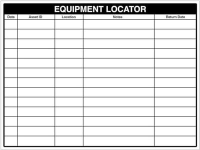 Equipment In/Out Locator Dry Wipe Board 800x600mm 3mm foam pvc
