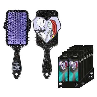 CERDÁ LIFE'S LITTLE MOMENTS -Nightmare Before Christmas Hairbrush - Black - Detangling Brush - Jack and Sally Print Design - Original Product