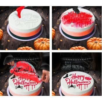 FIESTAS GUIRCA | Plantilla Decorativa para Pasteles Happy Halloween (25 cm) - Molde de Decoración de Mesa para Halloween y Fiestas Temáticas - Ideal para Celebraciones y Eventos - Blanco