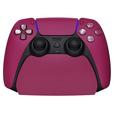 PlayVital Soporte de Estación para Control - Base Antideslizante con Almohadilla de Goma, Soporte para ps5 Mando, Accesorio de Escritorio para Gamepad, Diseño Estable y Duradero (Rojo Cósmico)