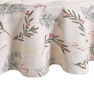 Elrene Home Fashions Holiday Holly Tree Trimmings Christmas Round Tablecloth, 70", Multi
