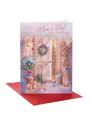 UK Greetings Carte de Noël pour maman et papa – Carte de Noël pour maman et papa – Carte de Noël pour maman et papa avec vœux de Noël