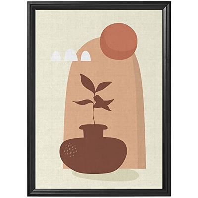 Arterby's® - Premium Poster Quadro Cornice Tela Canvas Dipinto Mood - Illustrazione Vasi Boehemien Boho - Made in Italy - HD Tela con Cornice Decorativa Nera 30x40 cm A0013 D007