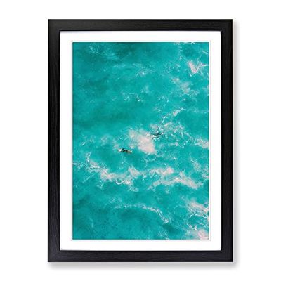 Surfers In Brazil Modern Framed Wall Art Print, Ready to Hang Picture for Living Room Bedroom Home Office Décor, Black A2 (64 x 46 cm)