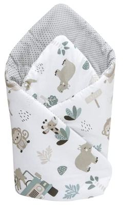 Medi Partners Nyfödd sovsäck 100% bomull 75 x 75 cm året runt barn croissant multifunktionell anti-allergisk (mint zoo)