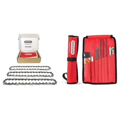 Oregon - Lot de 3 Chaînes d'Élagueuse sur Perche et Kit d'Affûtage - Chaîne pour Guide de 8" (20 cm), 33 Maillons d'Entraînement, Faible Rebond, Compatibles avec Bosch, Black & Decker