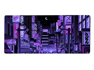 Paarse Japanse Anime Retro Vaporwave Muismat Computer Pad voor Lap Desk Mat Lederen Anime Muis Mat Grote Gaming Pad voor Muis en Toetsenbord