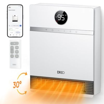 Dreo Smart wandconvector, 30° ventilatoruitlaat, 2000 W, instelbare thermostaat, afstandsbediening, weektimer, eenvoudig te monteren verwarming voor binnen, compatibel met Alexa