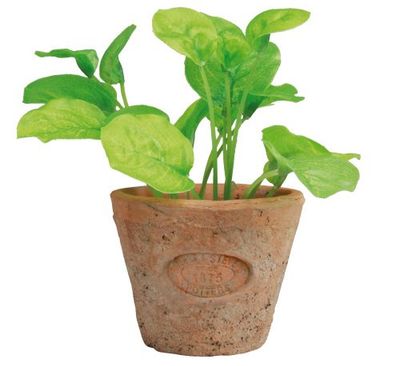 Esschert Design Plastic plant basilicum in pot, maat S, ca. 8,6 cm x 8,6 cm x 15 cm