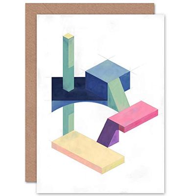Wee Blue Coo Minimalistische Abstracte Isometrische Vormen Lege Wenskaart