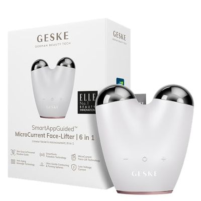 GESKE | SmartAppGuided™ MicroCorriente Face Lifter | 6 en 1 | Lifting Facial | Cuidado de la piel | Lifting facial | Dispositivo antienvejecimiento | Microcorrientes contra las arrugas