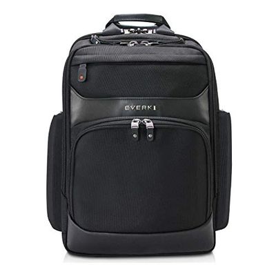 EVERKI Onyx Laptop Backpack, Water-Resistant Black Rucksack with Multi-Compartment Design, 25-L Capacity, Great for Work, Travel, or College, Fits 15.6 Inch Laptops, Business Bag for Men & Women