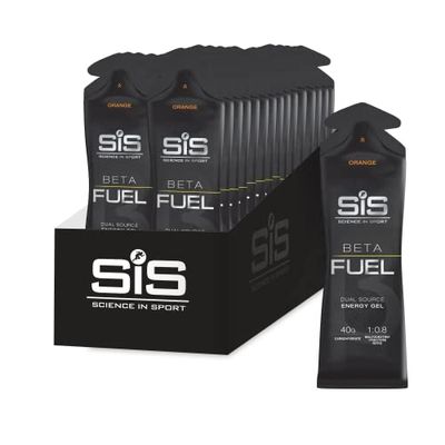 Science in Sport Beta Fuel Gels Dual Source Energy Gel, Orange Flavour, 40g of Carbs Per Pack, 60 ml Pack (30 Pack)