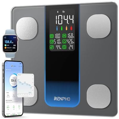 Renpho Elis 2XL Balance intelligente pour poids corporel, grand écran LED, balance numérique de graisse corporelle pour les muscles de l'IMC, machine de pesée Bluetooth haute précision 226,8 kg, 30 cm