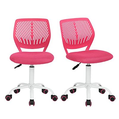 FurnitureR 2 stuks ergonomische verstelbare hoogte draaibare computer Executive stoel voor thuiskantoor werkkamer, roze, 38 cm x 39 cm x 75-85 cm