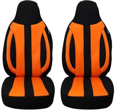 BREMER SITZBEZÜGE Measure Pilot Car Seat Covers Compatible with BMW X1 F48 Driver & Passenger from 2015 / Car Seat Covers Protective Cover Set Car Seat Covers Pack of 2 in Black/Orange