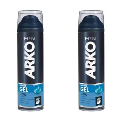 Arko Men Cool Shaving Gel 200ml - Smooth & Comfortable Shave for Sensitive Skin (Pack of 2)