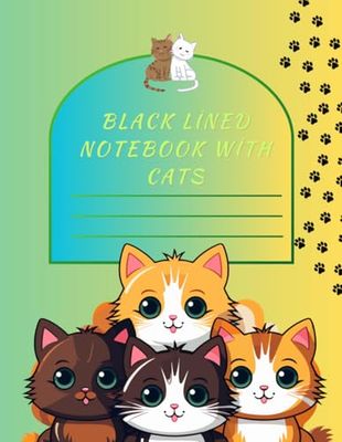 Black lined notebook with cats | A4 SIZE | 120 PAGE: The Best Friend of Ideas and Notes: CAT