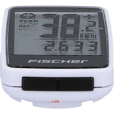 FISCHER Funk Slim fietscomputer, fietscomputer, multifunctionele fietscomputer, draadloos, 24 functies, wit