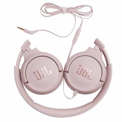 JBL Tune 500 - Auriculares supra-aurais de cabo e controlo remoto de um só botão, microfone incluído, assistente de voz, rosa