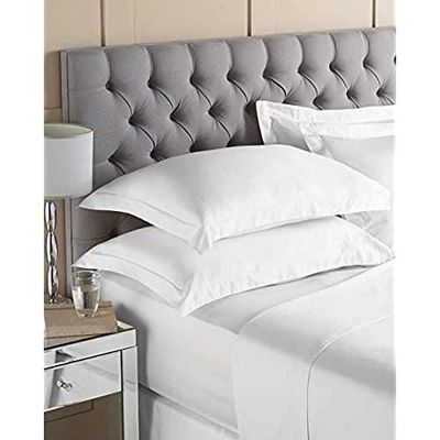 Riva Paoletti Single Quality Fitted Sheet Optic White 200 Thread Count Elasticated Corners 100% Plain Cotton Percale Machine Washable 90 x 190 x 30cm (35" x 75" x 12")
