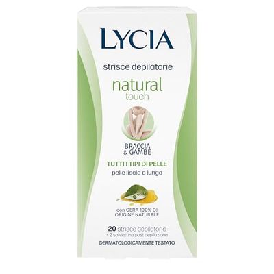 Lycia Natural Touch Strisce Depilatorie Tutti i Tipi di Pelle Braccia & Gambe 20 Strisce