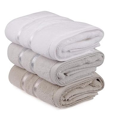 Set di asciugamani (3 pezzi) bianco, azzurro, marrone chiaro
