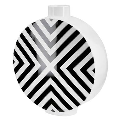 GILDE Chevron Lid Vase Ceramic Graphic Pattern Round Glazed Black White Height 33 cm