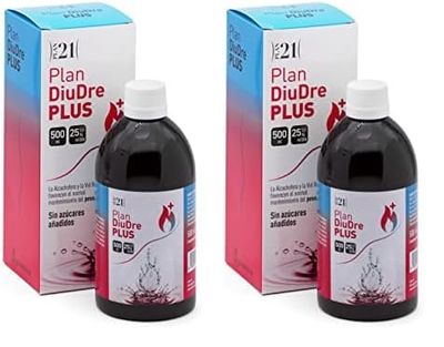 PLAMECA - Plan 21 DiuDre Plus, con Café Verde, Té Verde, L-Carnitina y Cromo, Control Peso Corporal, Ayuda ante Retención de Líquidos y Vientre Hinchado, Equilibrio de Líquidos y Excesos - 500 ml