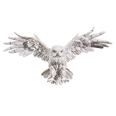 Design Toscano Mystical Spirit Uil Wandsculptuur, hars, wit, 14 x 49,5 x 28 cm