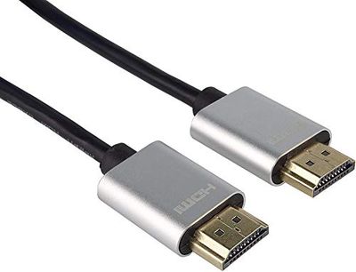 PremiumCord Cabo HDMI Slim 4K de alta velocidade M/M, 10,2 Gbps com Ethernet, compatível com vídeo 4 K@30 Hz, Full HD 1080p, Deep Cor, ARC, HDR, Dolby HD, conectores banhados a ouro, preto/prateado, 1