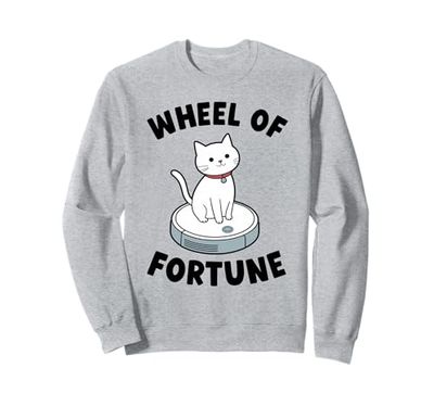 Wheel Of Fortune Cat On Robot Vacuum Cleaner Cat Sweatshirt