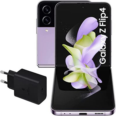 Samsung Galaxy Z Flip4 5G (128 GB), Smartphone Android, Teléfono Móvil Plegable, Bora Púrpura [Versión española] + Cargador ultrarrápido de 45W