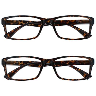 OPULIZE Occhiali Da Lettura Marrone Tartaruga Lettori Valore 2 Pacco Stile Designer Uomo Donna RR92-2 +3,50