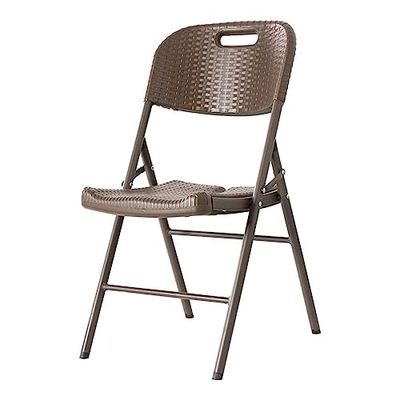 Stalwart DA-HQR53 Folding Rattan Design Chairs Brown Plastic, Set of 4