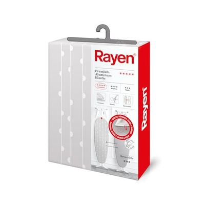 Rayen Housse à Repasser Universelle Grise | 3 Couches Aluminium, Mousse et 100% Coton | Réversible | Gamme spéciale | Dimensions : 51 x 127 cm | Couleur Grise avec Rayures