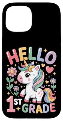Unicorn Back To School Hello 1st Grade Third Grade Case for iPhone 15