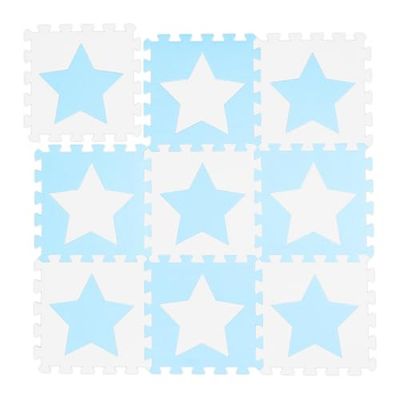 Relaxdays Alfombra Puzle Bebé, 9 Piezas, Goma EVA, Colchoneta Niños, sin Sustancias Nocivas, Suelo Juego, Blanco y Azul, Set de 9