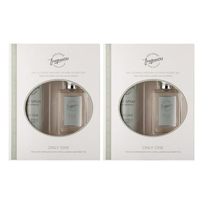 Designer Fragrances Only One Female Twin Gift Set - Includes 2 x 100ml Body Spray Deodorant Cans, 2 x 50ml Women’s Eau De Parfum Sprays - For Instant Freshness on The Go - Long Lasting Smells