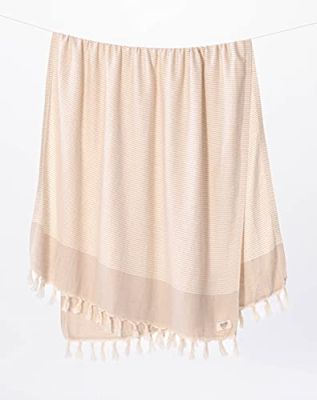 Teema Grande Serviette de Plage Turque – 100% Coton Turc – Anti-Sable – Séchage Rapide – Polyvalente et Polyvalente – The Diamante Tan