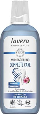 lavera Płyn do płukania jamy ustnej Complete Care – nie zawiera alkoholu – bez fluorków – bio-mięta i bio echinacea dla 5-krotnego działania – wegański – naturalny kosmetyk – 400 ml