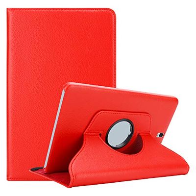 Cadorabo Fodral kompatibelt med Samsung Galaxy Tab S3 (9,7 tum) surfplattefodral utan bil Wake Up av premiumkonstläder, flip vikbart, stötsäkert fodral för Galaxy Tab S3 (9,7 tum), röd väska