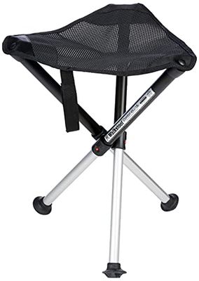 Walkstool - Comfort Model - Black and Silver - 3 Legged Folding Stool in Aluminium - Height 45 cm - Foldable Stool - Maximum Load 200 kg - Made in Sweden