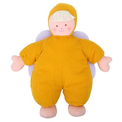 TROUSSELIER - Doudou Musical - Ange - Musique Lullaby W.A Mozart - 24 cm de haut - Tissus en Coton Bio - Moderne Chic - Idéal Cadeau de Naissance - Lavable en Machine - Colori Curry