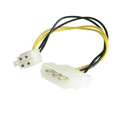 StarTech.com 6in LP4 to P4 Auxiliary Power Cable Adapter - LP4 to 4 pin ATX - Molex to P4 Adapter - LP4 to P4 (LP4P4ADAP), Black