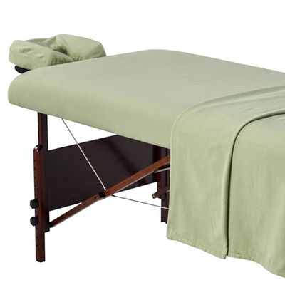 Master Massage Set di 3 rivestimenti in flanella, per lettino da massaggio, salone, cotone, menta, colore menta