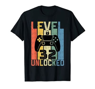 32 Anni Compleanno regalo videogiochi level 32 unlocked Maglietta
