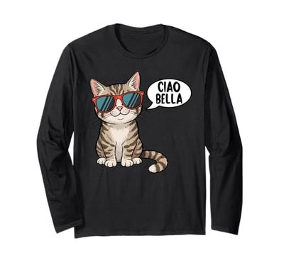 Ciao Bella Cat With Sunglasses Long Sleeve T-Shirt